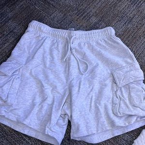 Light grey cargo sweat shorts